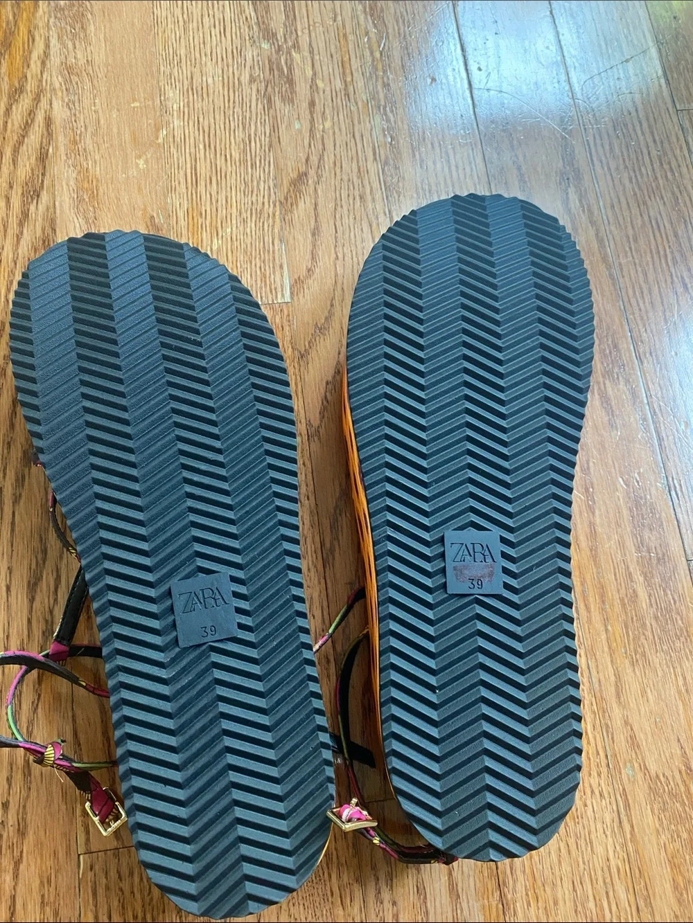 Zara Multicolor Patterned Platform Sandals (Green, Yellow, Orange, Purple)